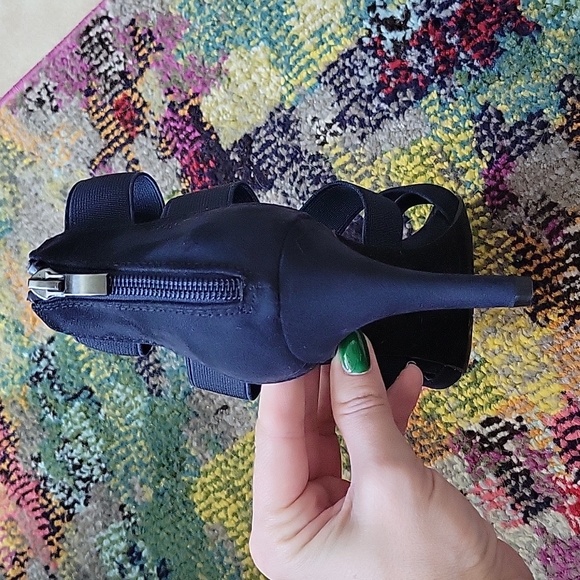 Navy blue suede strappy heels with zipper back, size 9 - Picture 14 of 14